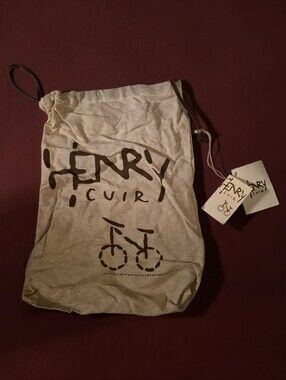 Henry Cuir Beige Canvas Drawstring Bag